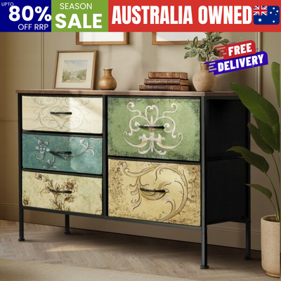 Lowboy 5 Chest Of Drawers Cabinet Retro