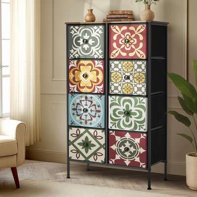 8 Chest Of Drawers Retro Tallboy Dresser Foldable Fabric