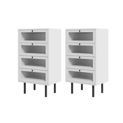 Chest Of Drawers 4 Drawer Tallboy Dresser Cabinet White 2 Pack