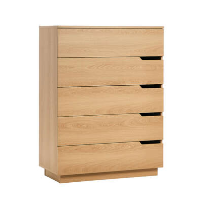 5 Chest of Drawers Dresser Tallboy Storage Cabinet Natural