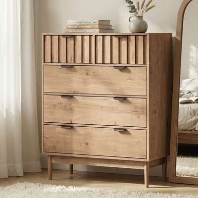 5 Drawer Tallboy Dresser Natural Stripe | EXTG
