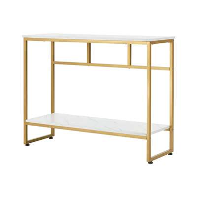 Console Table Hallway Marble Effect Metal Display Table White And Gold