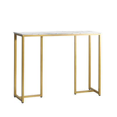 Console Table Marble Effect Hall Display White & Gold Modern Entryway Table