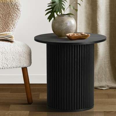 Round Wood Side Table Black 50cm | EXTG