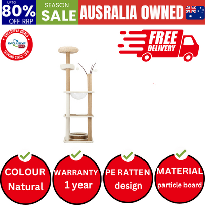 Cat Tree Rattan Cat Scratching Post 164CM