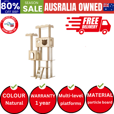 Cat Tree Tower Scratching Post Wood Condo 161cm