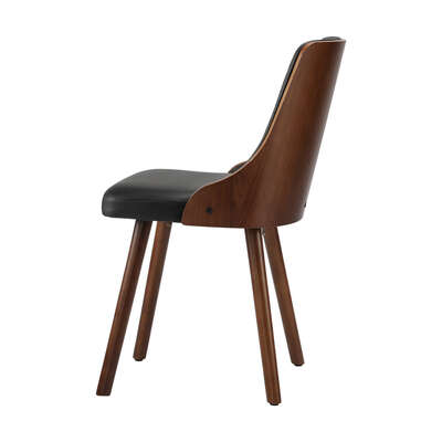 6x Wooden Dining Chairs  Leather Padded Black