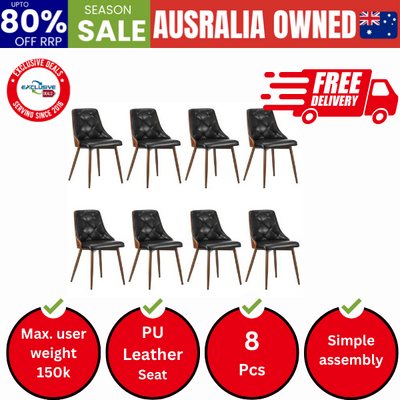 Dining Chairs Cafe Seat Retro PU Leather Black