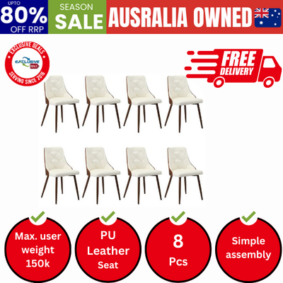 Dining Chairs Kitchen Lounge Chairs PU Leather White