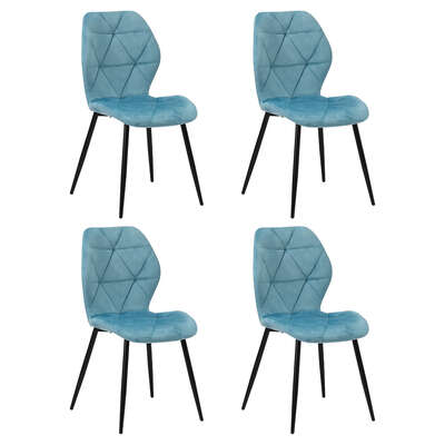 Dining Chairs Set of 4 Velvet Blue