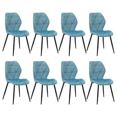 Dining Chairs Set of 8 Velvet Blue