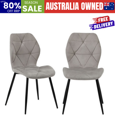 Dining Chairs Set of 2 Velvet Grey