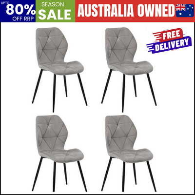 Dining Chairs Set of 4 Velvet Grey