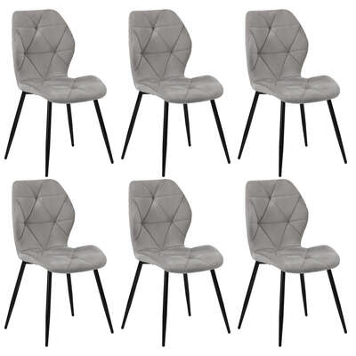 Dining Chairs Set of 6 Velvet Grey