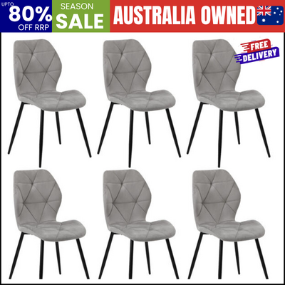 Dining Chairs Set of 6 Velvet Grey