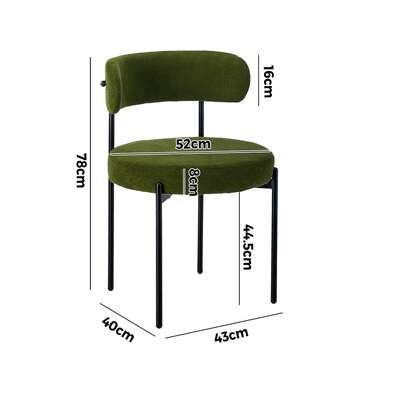 6x Dining Chair Round Boucle Seats Backrest Green