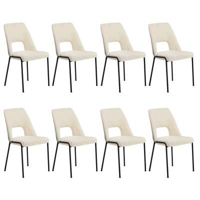 8x Dining Chairs Chenille Fabric Upholstered Kitchen Side Chairs Beige