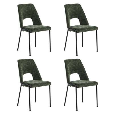 4x Dining Chairs Chenille Fabric Upholstered Kitchen Side Chairs Green