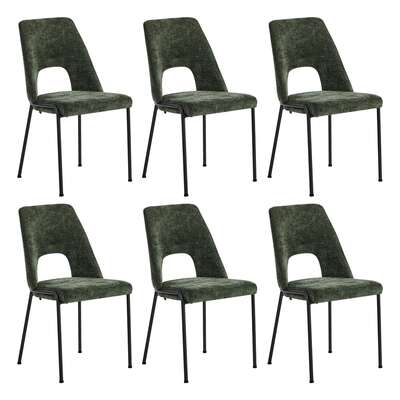 6x Dining Chairs Chenille Fabric Upholstered Kitchen Side Chairs Green