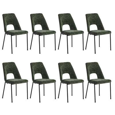 8x Dining Chairs Chenille Fabric Upholstered Kitchen Side Chairs Green