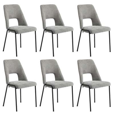 6x Dining Chairs Chenille Fabric Upholstered Kitchen Side Chairs Grey