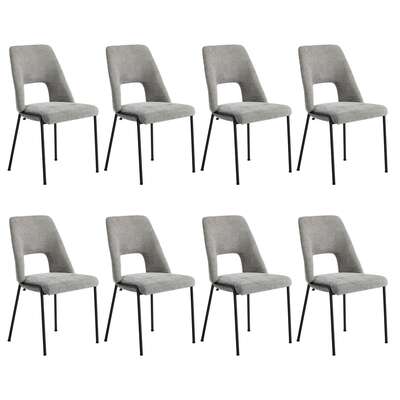 8x Dining Chairs Chenille Fabric Upholstered Kitchen Side Chairs Grey
