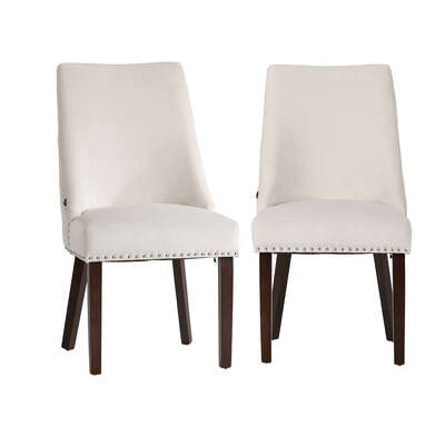 2PCs Velvet Dining Chair Kitchen Padded Seat Design Beige