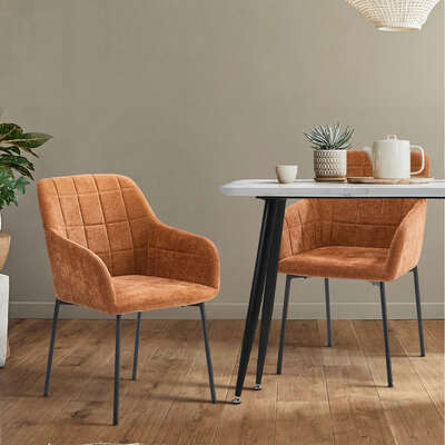Dining Chairs Orange Chenille