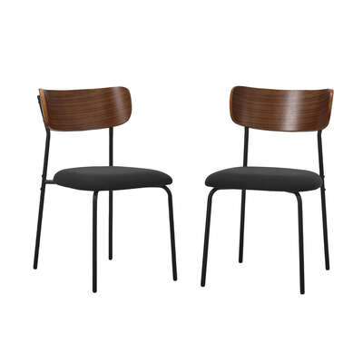 2PCS Dining Kitchen Chair Padded Lounge Seat Corduroy Black