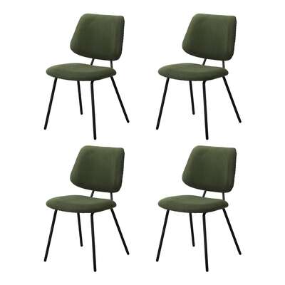 4x Dining Chair Vintage Retro Polyester Padded Green