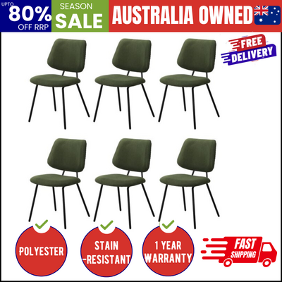 6x Dining Chair Vintage Retro Polyester Padded Green