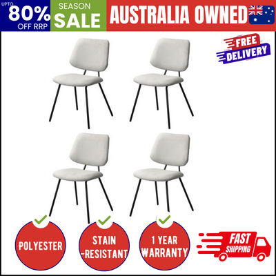 4x Dining Chair Vintage Retro Polyester Padded White