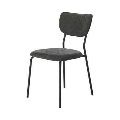 Set of 4 Dining Chairs Linen Fabric Padded Seat Grey Modern Upholstered