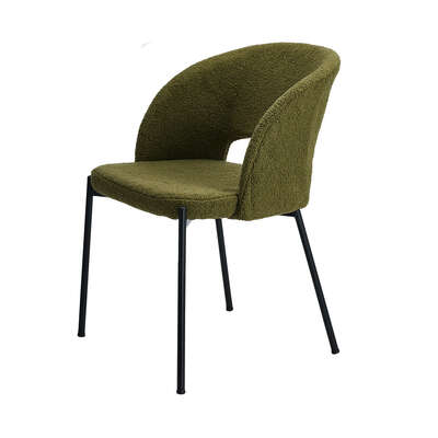 4x Armchair Dining Chair Sherpa Green&Black