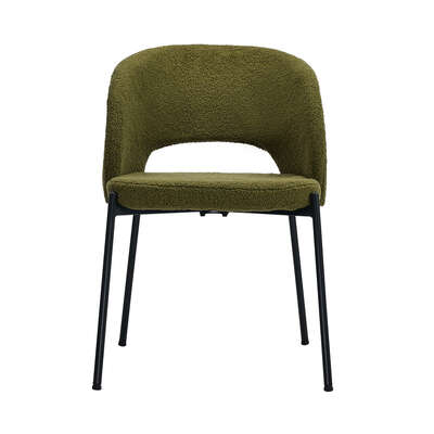 8x Armchair Dining Chair Sherpa Green&Black