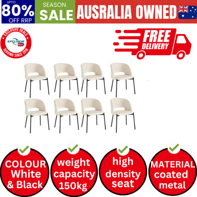 8x Armchair Dining Chair Accent Chairs Tub Armchairs Sherpa Black&White