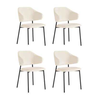 4x Dining Chairs Tub Sherpa White&Black