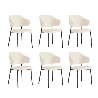 6x Dining Chairs Tub Sherpa White&Black