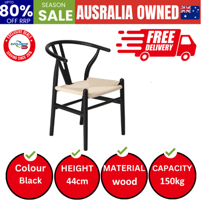 Dining Chair Wooden Hans Wegner Chair Wishbone Cafe Lounge Seat Black