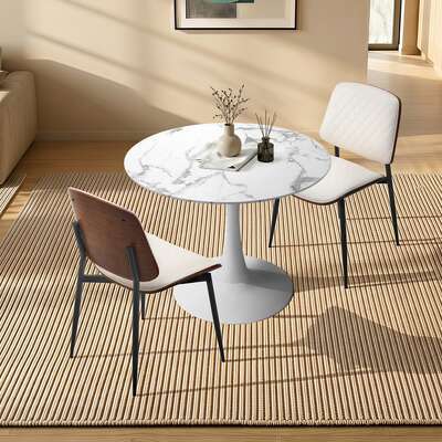 Dining Table Set White Pu Leather