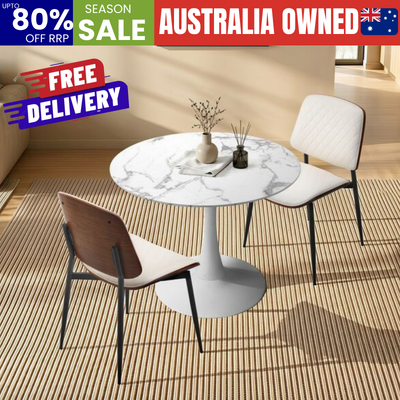Dining Table Set White Pu Leather
