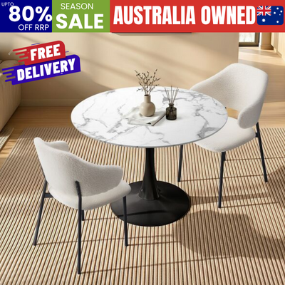 Round Dining Set White 52x48x80cm