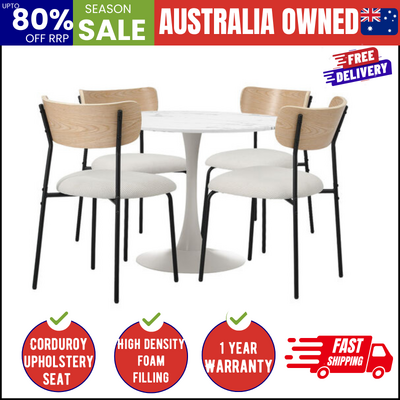 90cm Dining Table and Chairs 4-Seater Kitchen Furniture Set