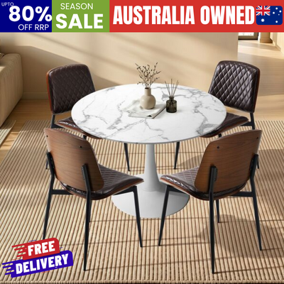 Dining Table Set 90cm Brown