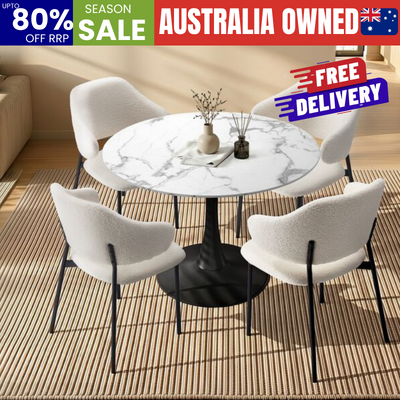 Dining Set White Fabric 52x48x80cm