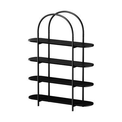 Arched Display Shelf 4-Tier Industrial Home Black 90x26.5x118cm Metal Particle Board