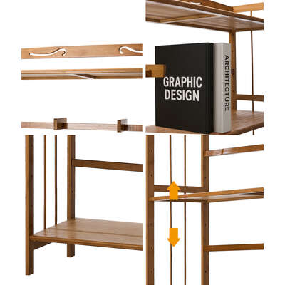 6-tier Bamboo Bookshelf Bookcase Adjustable Display Shelf