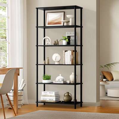 Display Shelf 5 Tier Bookshelf Storage Rack Black