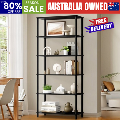Display Shelf 5 Tier Bookshelf Storage Rack Black