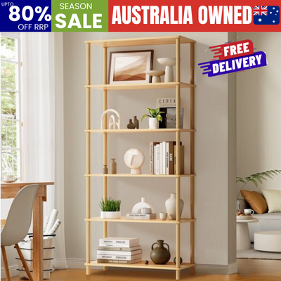Display Shelf 5 Tier Bookshelf Storage Rack Natural